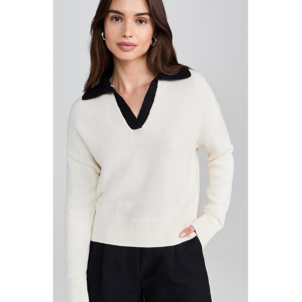 Velvet Lucie v-neck Sweater cream/black NWT X-Small